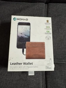 Nomad Leather MFi-Certified Charging Wallet Brown 2,400 mAh Lightning Charging - Picture 1 of 4