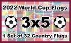 "LOT DE 32 DRAPEAUX PAYS COUPE DU MONDE DE LA FIFA 2022" 3x5 pieds bannière poly Qatar
