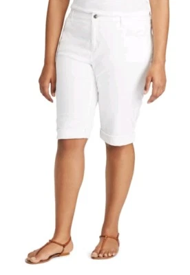 Chaps Bermuda Shorts Size 24W Cuffed Twill Skimmer White Stretch Knee Length  - Image 1 of 4