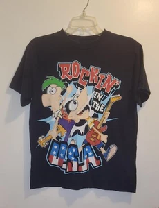 Disney Phineas and Ferb T-Shirt Rockin in The USA Unisex Guitar Music 10/12 - Picture 1 of 7