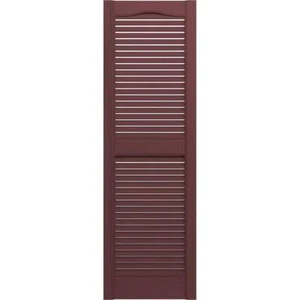Ekena Millwork Louvered Shutters Pair Vinyl Straight Top Mullion Open Bordeaux - Picture 1 of 6