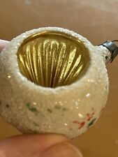 Antique Glass Indent Mica Gold Teardrop Christmas Ornament Shiny Brite Ping Pong