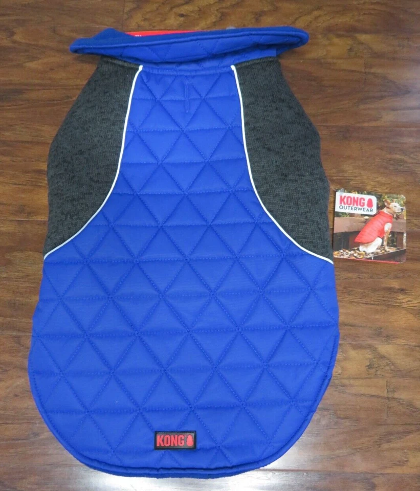 ¡NUEVO CON ETIQUETAS! KONG Ropa Exterior Acolchada Chaqueta Corte Azul Gris Med 17-20 pulgadas Foto 1 de 4