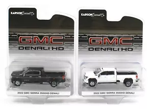 1:64 GreenLight *PAAR* Black & White 2022 GMC Sierra 3500HD Denali DUALLY *NIP* - Bild 1 von 3
