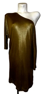 FRENCH CONNECTION Women's Size 6 Bronze One-Shoulder Viscose Knit Pullover Dress - Picture 1 of 6