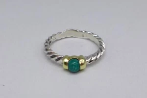 David Yurman Turquesa Cuentas Cable Apilable Plata de Ley y Anillo 14K Talla 6 - Imagen 1 de 6