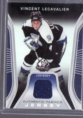 2006-07 VINCENT LECAVALIER SP GAME USED AUTHENTIC FABRICS  JERSEY CARD TAMPA BAY - Image 1 of 2