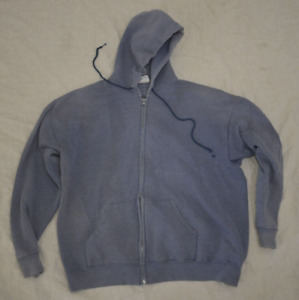 Vintage 90s Lee Heavyweight Full Zip Blank Hoodie Sweatshirt Blue XL Made in USA