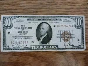 1929 $10 NEW YORK FEDERAL RESERVE BANK NOTE - TEN DOLLAR Ungraded - Picture 1 of 6