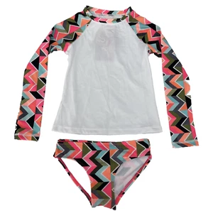 Kanu Surf Girls' Long Sleeve Rashguard UPF 50+ Two Piece Swim Set Ruby Multi 4T - Picture 1 of 12