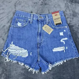 Levi's Women's High-Waisted Mom Shorts Blue Denim Size 27 - Picture 1 of 12