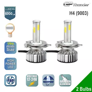 2x H4 4-Sides Shortest LED Headlight Kit Low High Beam Light Bulb 6000K White - Picture 1 of 8