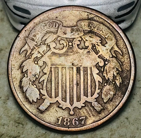 1867 Two Cent Piece 2C Ungraded Post Civil War Date US Type Coin CC17409 Cover