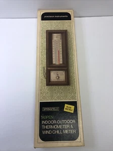 Springfield Aspen Indoor Outdoor Thermometer & Wind Chill Meter Vintage USA NOB - Picture 1 of 7
