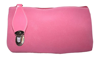 Lancôme Pink Faux Suede & Faux Patent Leather Travel Size Makeup Bag NWOT - Image 1 of 4