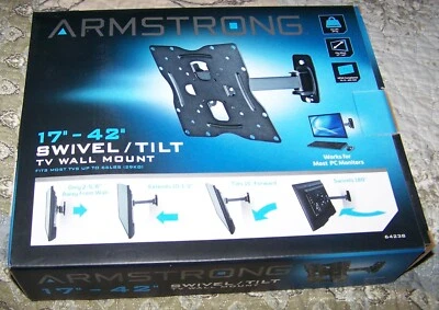 NIB Armstrong  Swivel & Tilt  Universal TV Wall Mount fits 17”to 42”, 66 Lbs NEW - Image 1 of 3