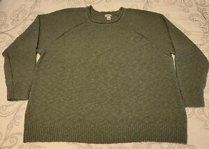 LL Bean Sweater Womens 3x Plus Bay Leaf LS Midweight Cotton Slub Rollneck 510106