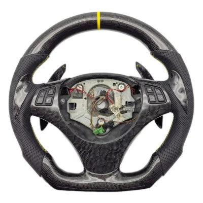 Volante de fibra de carbono real para BMW 320i 325i 330i M3 E90 E92 E92 E93 05-12 Foto 1 de 4
