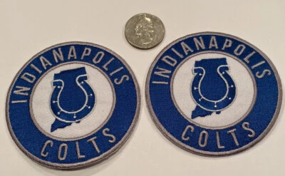 (2)-INDIANAPOLIS COLTS VINTAGE STYLE EMBROIDERED IRON ON PATCHES 3"x3" AWESOME!! - Image 1 of 3