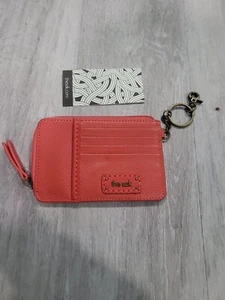 The Sak Slim Card Wallet Leather Embossed Clip Keychain Zip Around - Picture 1 of 4