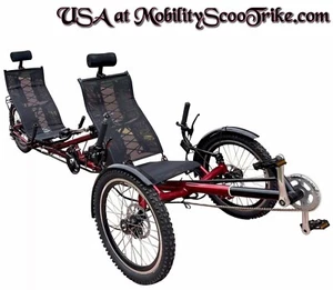 adult tadpole folding electric tandem recumbent trike bike - Picture 1 of 3