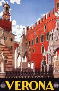Verona Poster, Veneto, Northern Italy, Vintage Italian Travel Poster - Picture 1 of 2