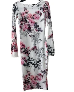 Vestido para mujer talla 4 floral ceñido al cuerpo elástico espalda abierta altura hasta la rodilla de ASOS - Imagen 1 de 9