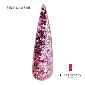 GLAMOUR GIRL Coloured Acryl Powder Glitterama Nails pink glitter chunky bright - Bild 1 von 1