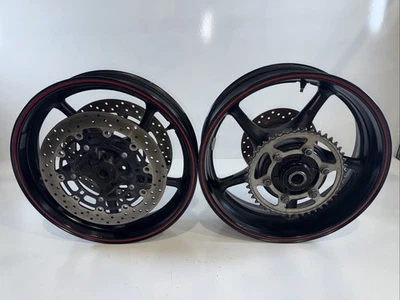 08-16 Yamaha YZF-R6 OEM Juego de piñones de llanta de neumático de rueda delantera trasera #1596 Foto 1 de 4