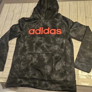 ADIDAS Hoodie Boys Youth XL  18-20 Black Gray Tye Dye Sweatshirt  - Picture 1 of 9