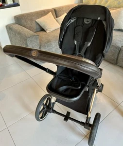 Cybex Priam Cochecito Cuero Empuje Manija Cubierta con Edredón Oro Rosa Marrón - Imagen 1 de 8