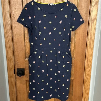 Vestido Boden Azul Marino Floral 100% Algodón EE. UU. 10L Oficina Cottagecore (LEER DEFECTO) Foto 1 de 4