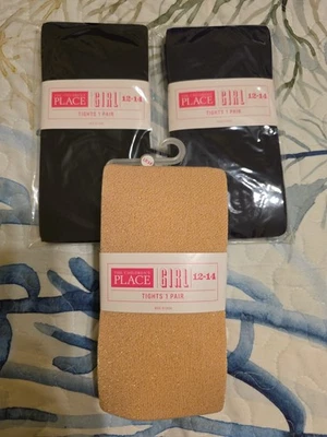 Childrens Place Tights 3 Packs Girls Size 12-14 Yrs - Navy, Black & Lt. Plum NEW - Image 1 of 4