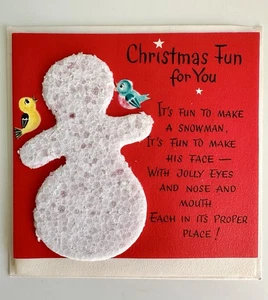 UNUSED VTG MCM Interactive Cut Out Paper Doll Frosty Snowman Christmas Card USA - Picture 1 of 4