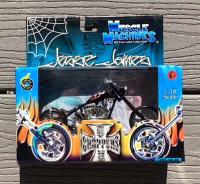 MUSCLE MACHINES 1/18 JESSE JAMES WEST COAST CHOPPERS BLACK CFL RIGID # 71121 F/S - Image 1 of 4