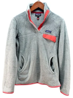 Patagonia Retool Snap T Pullover Gray Coral Polartec Fleece Sweater Women M - Image 1 of 4