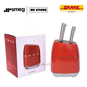 SMEG 7 Pieces knife Block set stainless steel Sharp DHL FAST EXPRESS SHIP RED - Picture 1 of 13