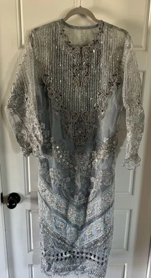 Maria B Women’s Blue Embroidered Dupatta Dress Set Size Small - Image 1 of 4