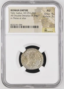 AD 251-253 Impero Romano AD 251-253 AR Doppio Denario Treb. Gallus NGC Antichi - Foto 1 di 2