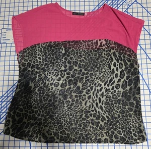 Heartsoul Women's Animal Print Cheetah Shirt Top Round Neck Size 2X - Picture 1 of 5