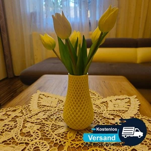 🌷 Elegante 3D-Druck Weiße Vase mit 5 Silikon-Tulpen, Deko Valentinstag Für Sie - Bild 1 von 8