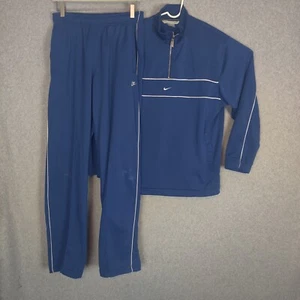 Sudadera vintage Nike con lengüeta plateada para hombre mediana azul liso poliéster - Imagen 1 de 22