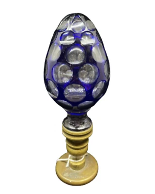 Кобальтовая накладная стеклянная отделка в форме яйца Newel Post - Изображение 1 из 4