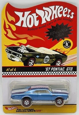 HOT WHEELS RLC RED LINE CLUB NEO CLASSICS SERIES BLUE 1967 PONTIAC GTO REDLINES! - Image 1 of 2