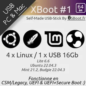 CLÉ USB BOOTABLE LINUX UBUNTU 22.04.3 + MINT 21.2 + LITE 6.6 + BUDGIE 22.04.3 - Bild 1 von 24