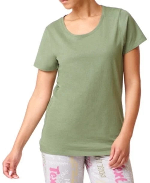 Camiseta HUE Sólida Manga Corta Cuello Redondo Dormir Verde Elige Talla Foto 1 de 1