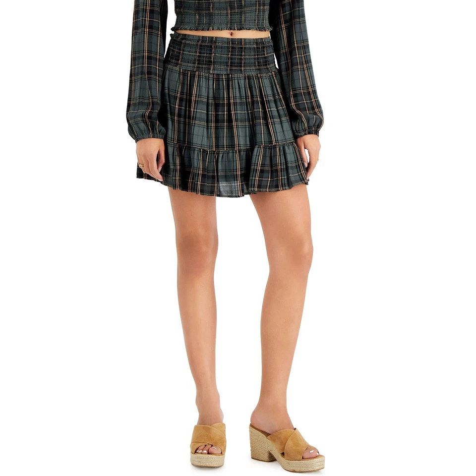 Minifalda con volantes verde a cuadros M B4HP autoestima para jóvenes Foto 1 de 1