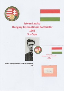ISTVAN LACZKO HUNGARY INTERNATIONAL 1963 ORIGINAL AUTOGRAPH CUTTING/CARD