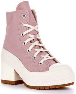 Converse A06433C Chuck 70 De Luxe High Heel Lace Up Gum Light Pink UK 3 - 8