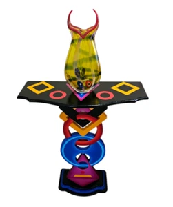 Funky Unique Colorful Geometric Aztec Table, end table, accent table by Art69 - Picture 1 of 18